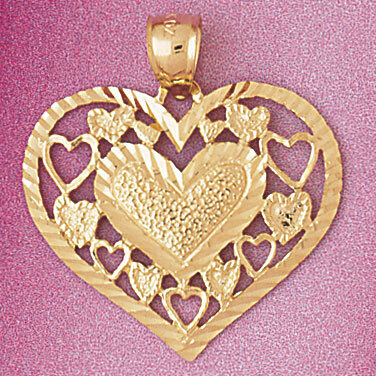 Heart Pendant Necklace Charm Bracelet in Yellow, White or Rose Gold 4030
