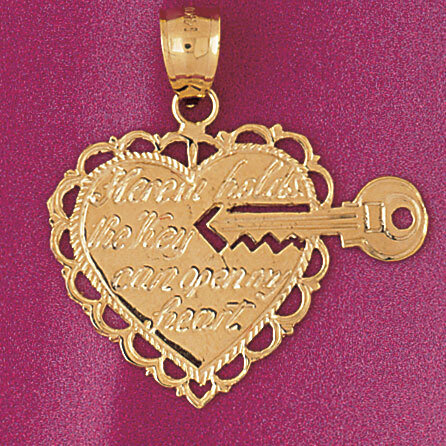 Key to My Heart Pendant Necklace Charm Bracelet in Yellow, White or Rose Gold 4032