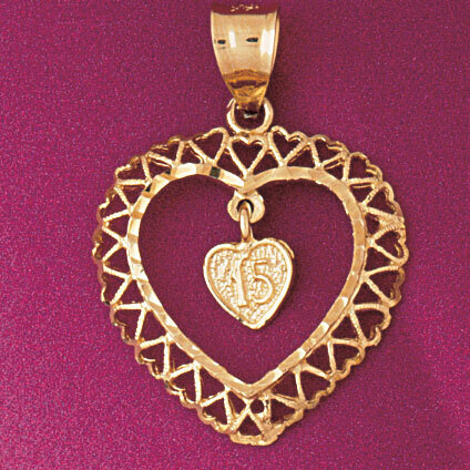 Double Heart Pendant Necklace Charm Bracelet in Yellow, White or Rose Gold 3852