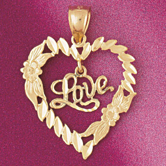 Love Heart Pendant Necklace Charm Bracelet in Yellow, White or Rose Gold 3853
