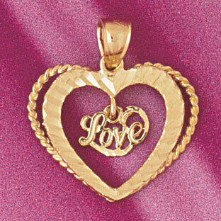 Love Heart Pendant Necklace Charm Bracelet in Yellow, White or Rose Gold 3854
