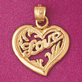 Love Heart Pendant Necklace Charm Bracelet in Yellow, White or Rose Gold 3857