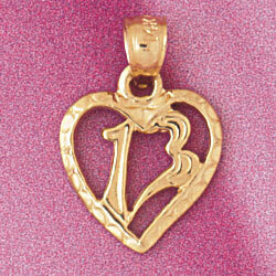 Heart Pendant Necklace Charm Bracelet in Yellow, White or Rose Gold 3860
