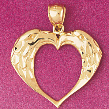 Eagle Heart Pendant Necklace Charm Bracelet in Yellow, White or Rose Gold 3863