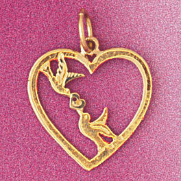 Heart Pendant Necklace Charm Bracelet in Yellow, White or Rose Gold 3865