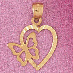 Heart Pendant Necklace Charm Bracelet in Yellow, White or Rose Gold 3868