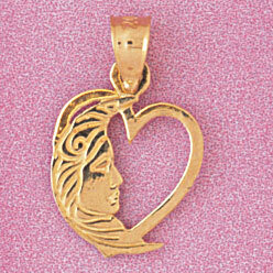 Heart Pendant Necklace Charm Bracelet in Yellow, White or Rose Gold 3872