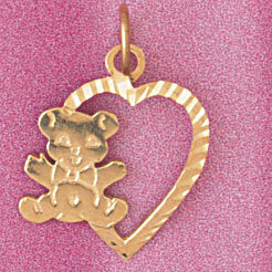 Dazzlers Jewelry Teddy Bear Heart Pendant Necklace Charm Bracelet in Yellow, White or Rose Gold 387…