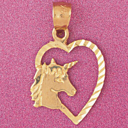 Horse Heart Pendant Necklace Charm Bracelet in Yellow, White or Rose Gold 3883