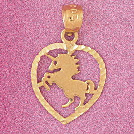 Dazzlers Jewelry Horse Heart Pendant Necklace Charm Bracelet in Yellow, White or Rose Gold 3884, MP…
