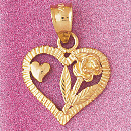 Dazzlers Jewelry Flower in Heart Pendant Necklace Charm Bracelet in Yellow, White or Rose Gold 3824…