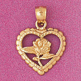 Dazzlers Jewelry Flower in Heart Pendant Necklace Charm Bracelet in Yellow, White or Rose Gold 3826…