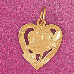 Dazzlers Jewelry Flower in Heart Pendant Necklace Charm Bracelet in Yellow, White or Rose Gold 3833…
