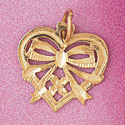 Dazzlers Jewelry Flower in Heart Pendant Necklace Charm Bracelet in Yellow, White or Rose Gold 3837…