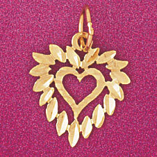 Flower in Heart Pendant Necklace Charm Bracelet in Yellow, White or Rose Gold 3839