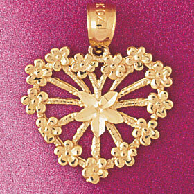 Dazzlers Jewelry Flower in Heart Pendant Necklace Charm Bracelet in Yellow, White or Rose Gold 3844…