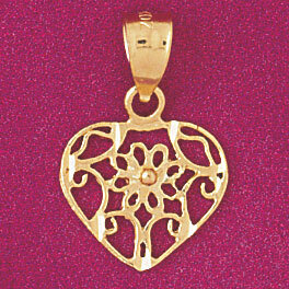 Dazzlers Jewelry Flower in Heart Pendant Necklace Charm Bracelet in Yellow, White or Rose Gold 3846…