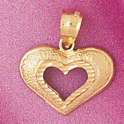 Heart Pendant Necklace Charm Bracelet in Yellow, White or Rose Gold 3848