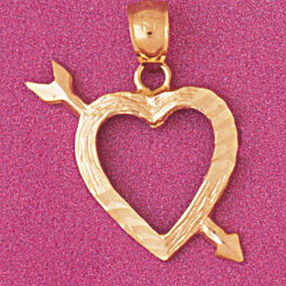 Dazzlers Jewelry Heart Cupid Arrow Pendant Necklace Charm Bracelet in Yellow, White or Rose Gold 39…