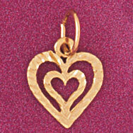 Double Heart Pendant Necklace Charm Bracelet in Yellow, White or Rose Gold 3930