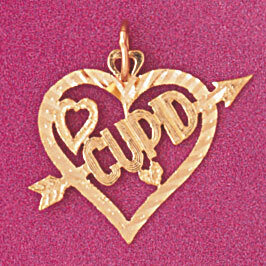Dazzlers Jewelry Heart Cupid Arrow Pendant Necklace Charm Bracelet in Yellow, White or Rose Gold 39…