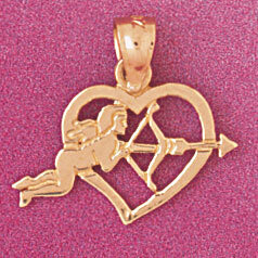 Dazzlers Jewelry Heart Cupid Arrow Pendant Necklace Charm Bracelet in Yellow, White or Rose Gold 39…