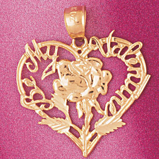 Be my valentine Heart Cupid Pendant Necklace Charm Bracelet in Yellow, White or Rose Gold 3937