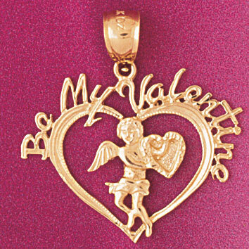 Be my valentine Heart Cupid Pendant Necklace Charm Bracelet in Yellow, White or Rose Gold 3938