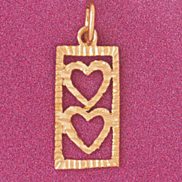 Dazzlers Jewelry Double Heart Pendant Necklace Charm Bracelet in Yellow, White or Rose Gold 3941, M…