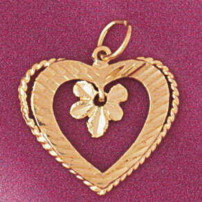Heart Pendant Necklace Charm Bracelet in Yellow, White or Rose Gold 3896