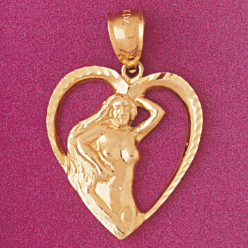 Angel Heart Pendant Necklace Charm Bracelet in Yellow, White or Rose Gold 3899