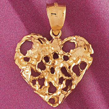 Heart Pendant Necklace Charm Bracelet in Yellow, White or Rose Gold 3907