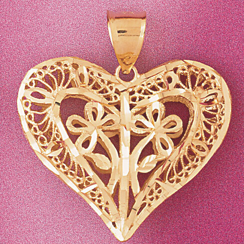 Dazzlers Jewelry 3 Dimensional Filigree Heart Pendant Necklace Charm Bracelet in Yellow, White or R…