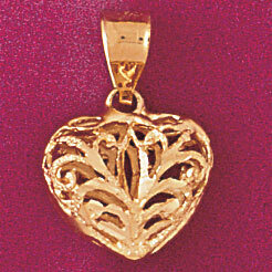 Dazzlers Jewelry 3 Dimensional Filigree Heart Pendant Necklace Charm Bracelet in Yellow, White or R…