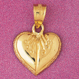 Heart Pendant Necklace Charm Bracelet in Yellow, White or Rose Gold 3953