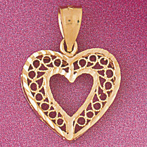 Heart Pendant Necklace Charm Bracelet in Yellow, White or Rose Gold 3754
