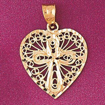 Heart Pendant Necklace Charm Bracelet in Yellow, White or Rose Gold 3755