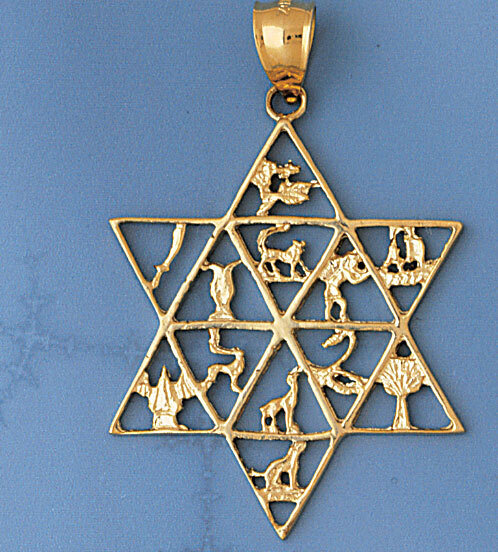 Star of David Pendant Necklace Charm Bracelet in Yellow, White or Rose Gold 9141