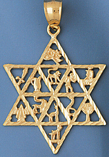 Star of David Pendant Necklace Charm Bracelet in Yellow, White or Rose Gold 9142