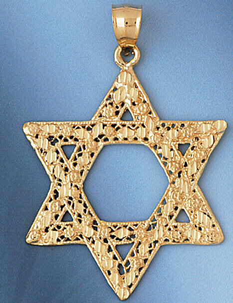 Star of David Pendant Necklace Charm Bracelet in Yellow, White or Rose Gold 9143