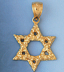 Star of David Pendant Necklace Charm Bracelet in Yellow, White or Rose Gold 9150