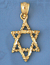 Star of David Pendant Necklace Charm Bracelet in Yellow, White or Rose Gold 9154