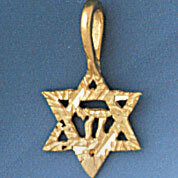 Star of David with Chai Pendant Necklace Charm Bracelet in Yellow, White or Rose Gold 9177