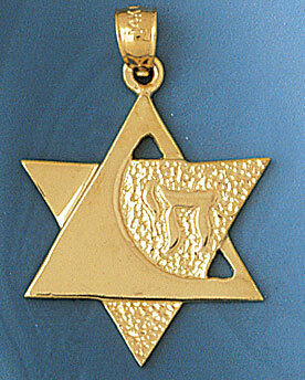 Star of David with Chai Pendant Necklace Charm Bracelet in Yellow, White or Rose Gold 9192