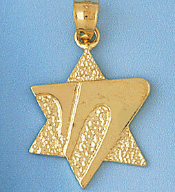 Star of David with Chai Pendant Necklace Charm Bracelet in Yellow, White or Rose Gold 9193
