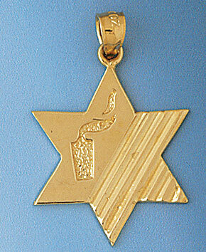 Star of David with Candle Pendant Necklace Charm Bracelet in Yellow, White or Rose Gold 9194