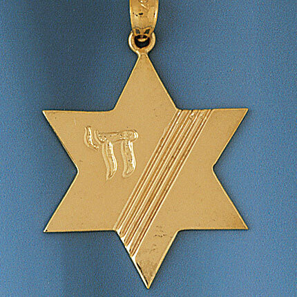 Star of David with Chai Pendant Necklace Charm Bracelet in Yellow, White or Rose Gold 9195