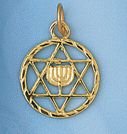 Dazzlers Jewelry Star of David with Menorah Pendant Necklace Charm Bracelet in Yellow, White or Ros…