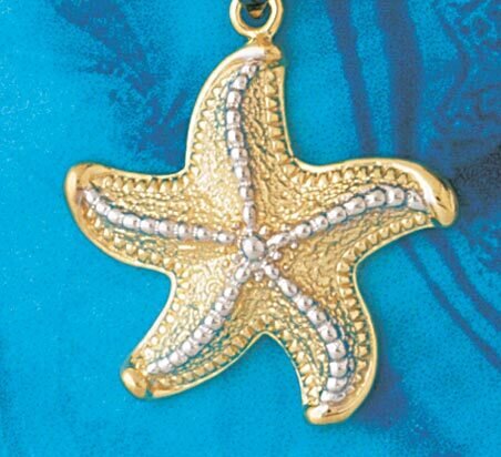 Starfish Two Tone White Pendant Necklace Charm Bracelet in Yellow, White or Rose Gold 14