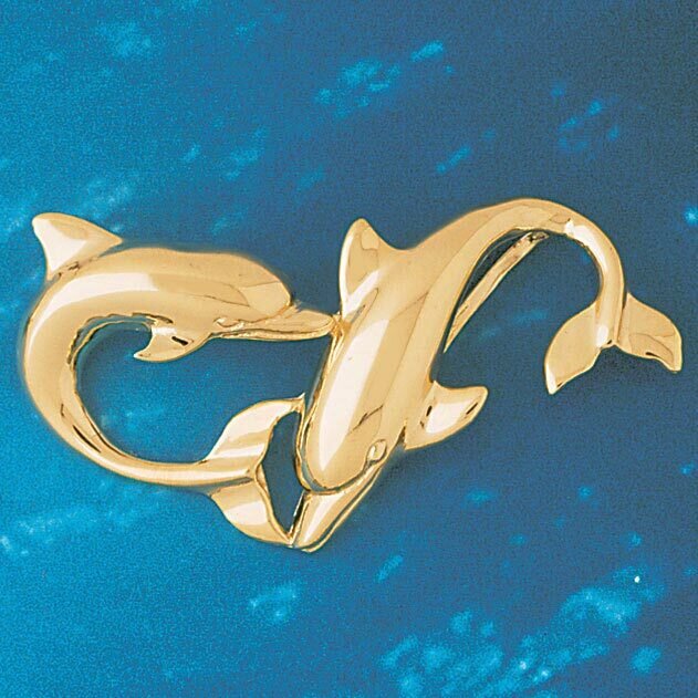 Dolphin Slide Pendant Necklace Charm Bracelet in Yellow, White or Rose Gold 32